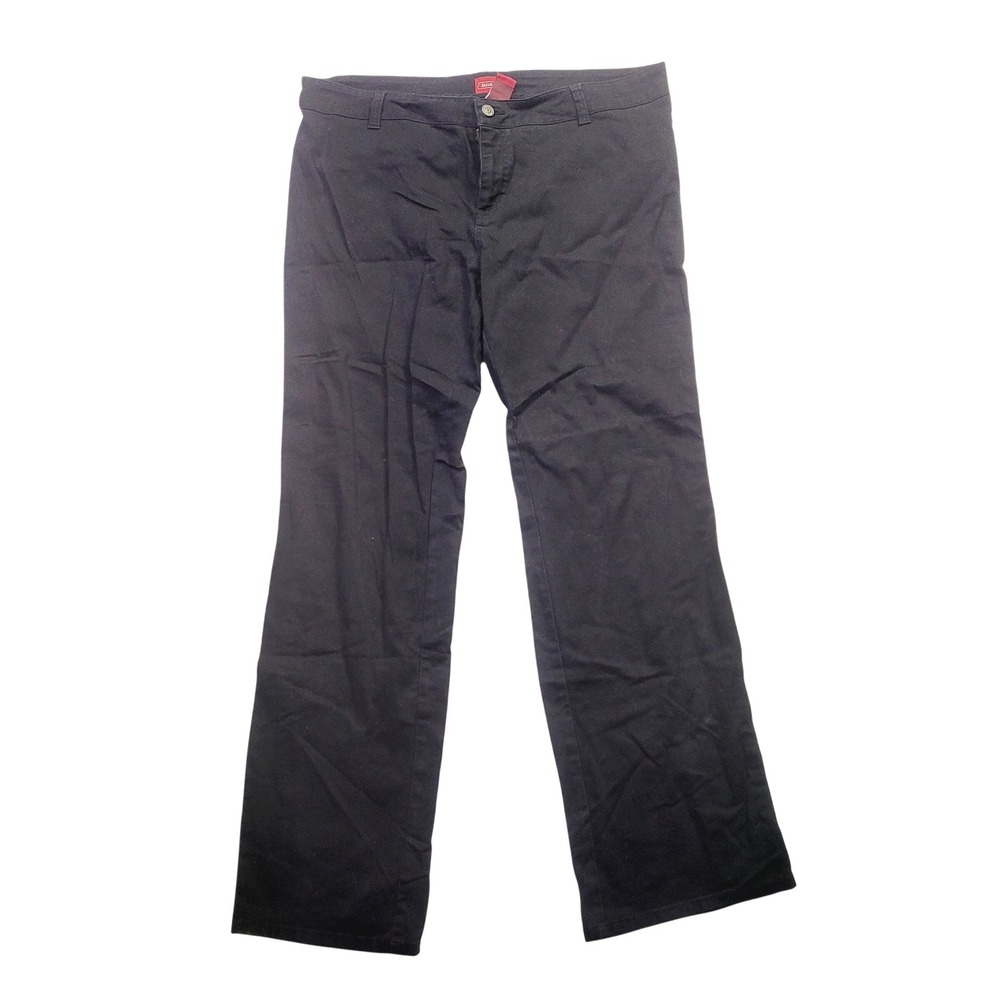 Dickies Straight Leg Work Pants Womens Sz 17 Black Stretch Cotton Twill Trousers